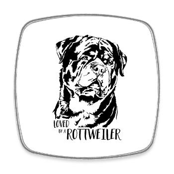 Aimé par un chien rottweiler Rottie Dog Dicton - Magnet carré - blanc - Devant