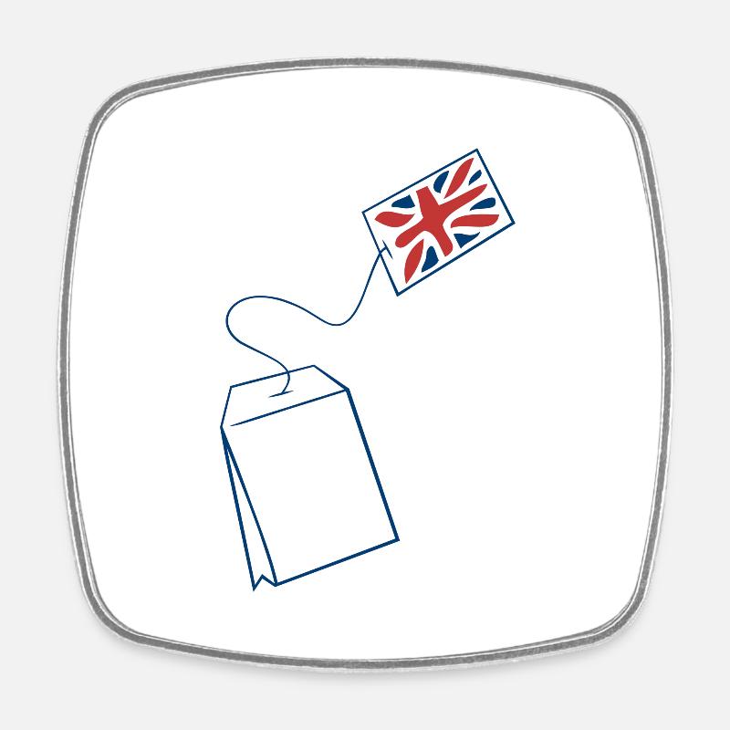 English tea bag - Square fridge magnet - white