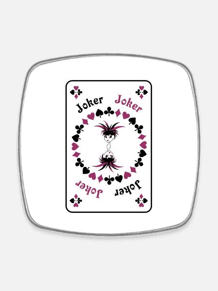 Joker Jolly Clown Girl Card Game Card - Magnet carré - blanc