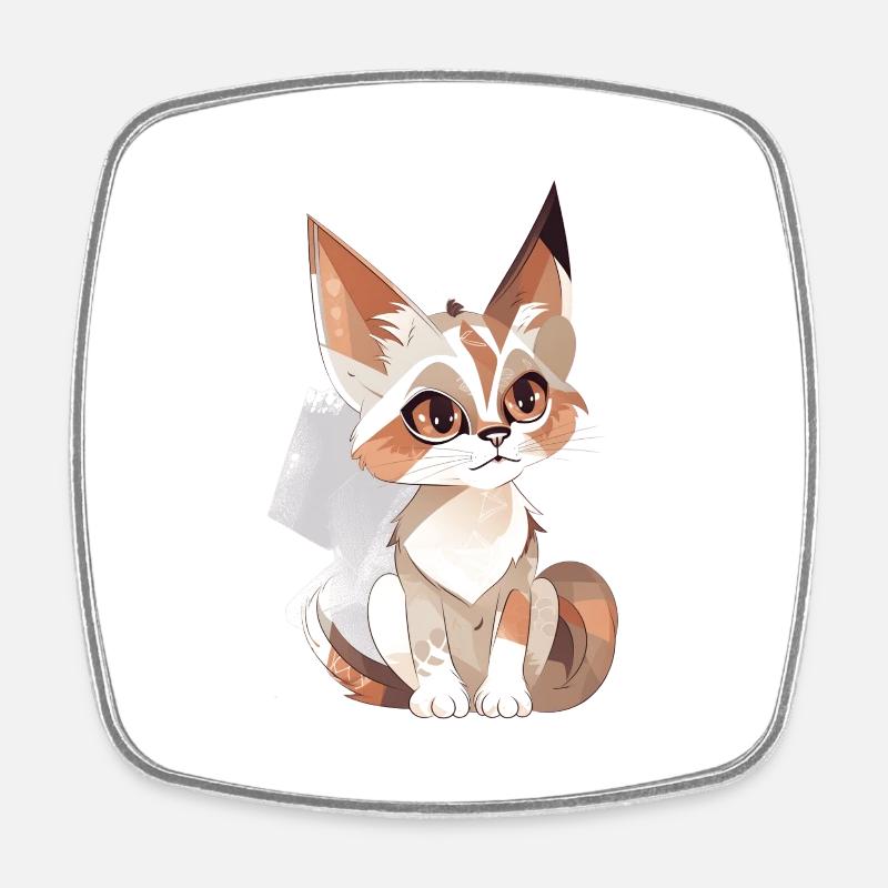 Chat mignon - Magnet carré - blanc