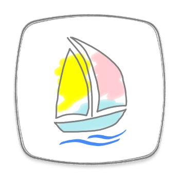 Voilier 1 - Magnet carré - blanc - Devant