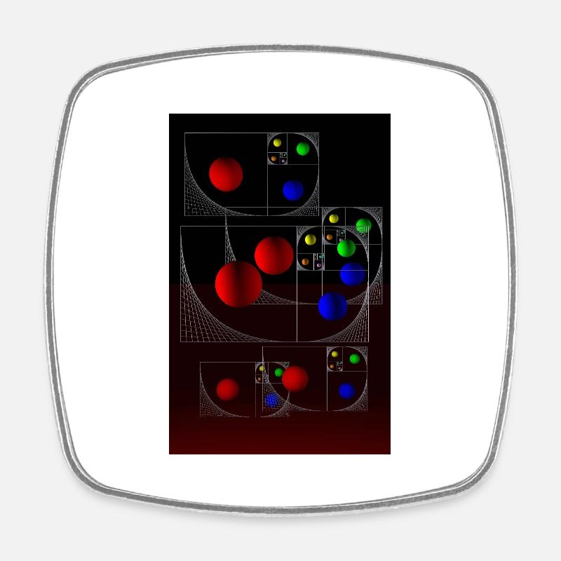 Fibonacci on black - Viereckiger Kühlschrankmagnet - Weiß