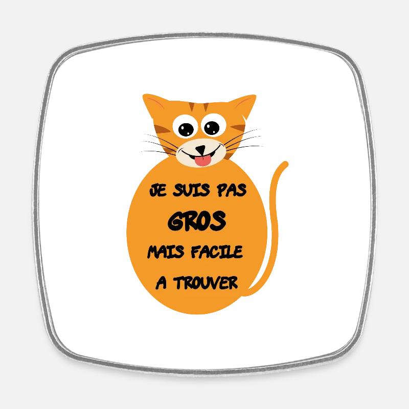 Chat enrobé mignon - Magnet carré - blanc