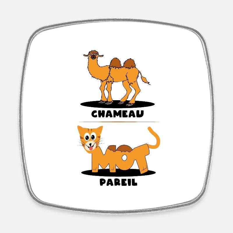 «Roupette le chat» en chameau, chat mignon humour - Magnet carré - blanc