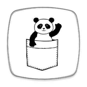 Voyage Chest Poche Panda Ours Vagues Amicales - Magnet carré - blanc - Devant