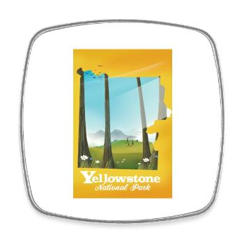Yellowstone National Park map travel poster - Square fridge magnet - white - Front