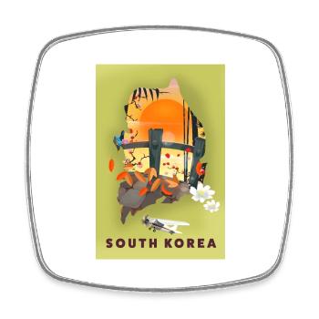 Südkorea Reiseplakatkarte - Viereckiger Kühlschrankmagnet - Weiß - Vorne