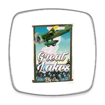 Great Lakes By Air Vintage-Reiseplakat - Viereckiger Kühlschrankmagnet - Weiß - Vorne