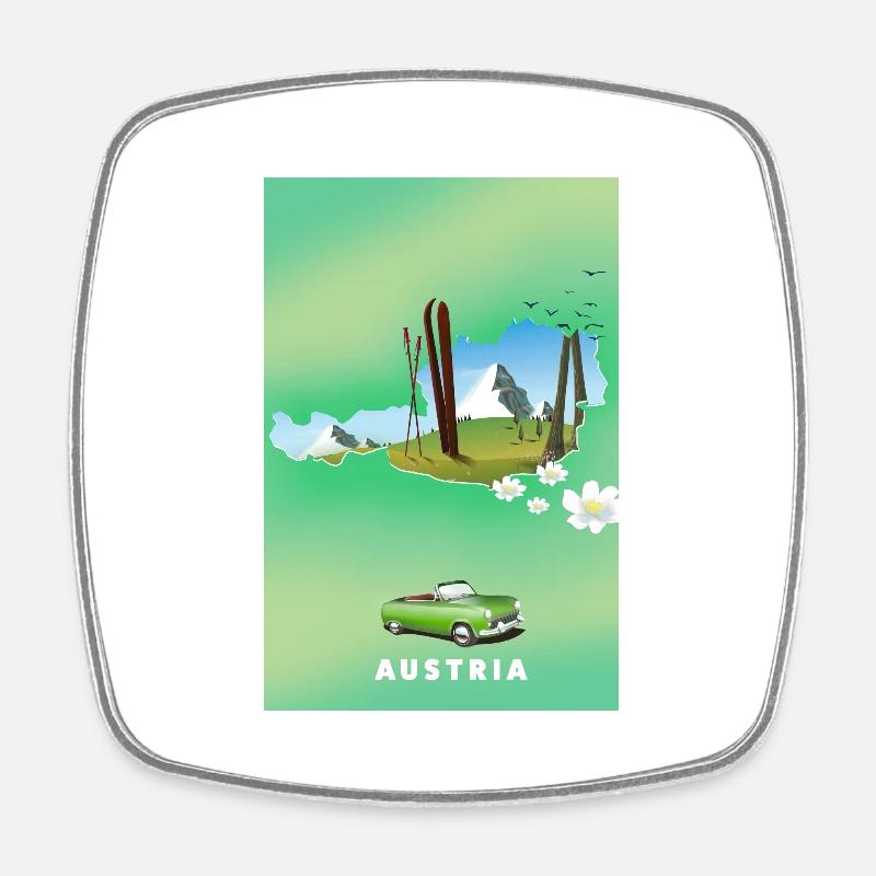 Autriche Affiche de ski - Magnet carré - blanc