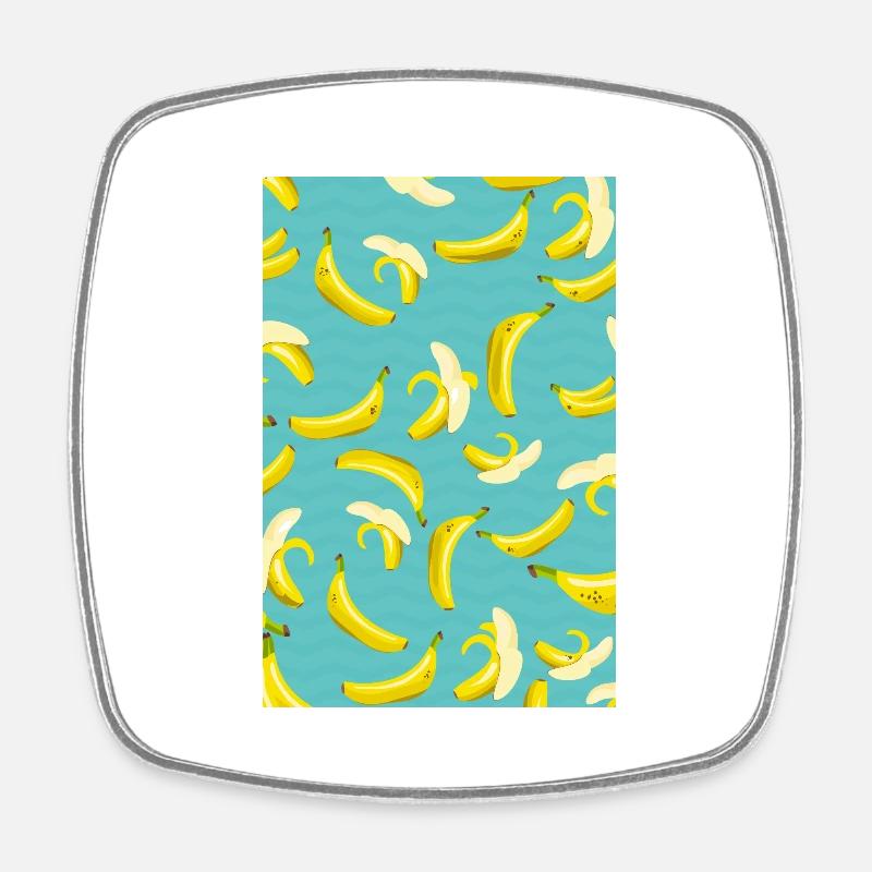 Banana pattern - Square fridge magnet - white
