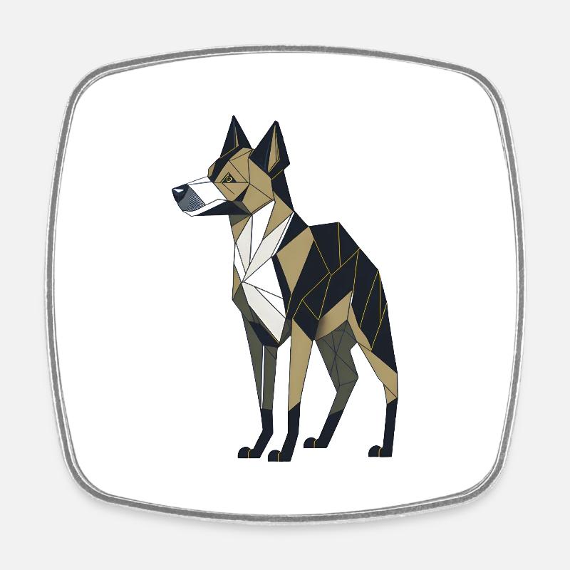 Geometric Dog - Square fridge magnet - white