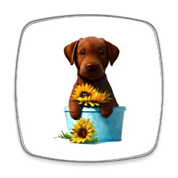 Chiot Labrador Retriever Labrador propriétaire - Magnet carré - blanc - Devant