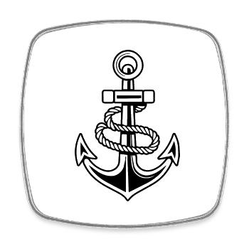 Anker Boot Schiff Nautik - Viereckiger Kühlschrankmagnet - Weiß - Vorne