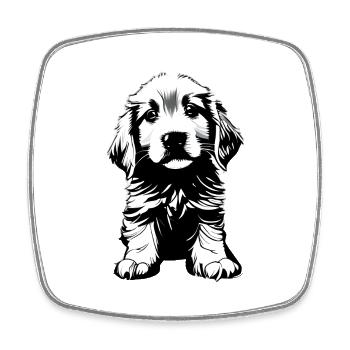 Labrador, propriétaire du chiot Labrador Retriever - Magnet carré - blanc - Devant