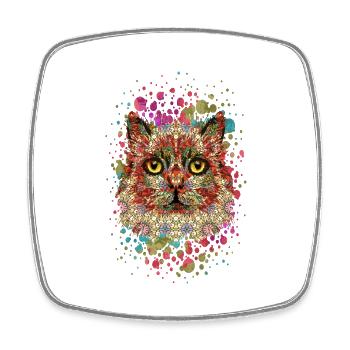 Chat - Magnet carré - blanc - Devant
