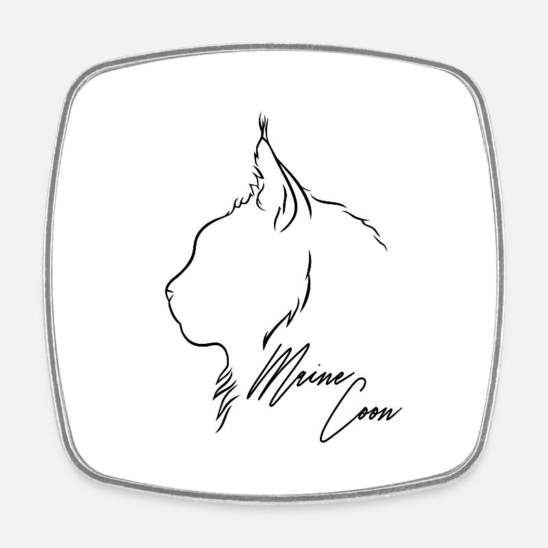 Maine Coon Profil Chats Chat Wilsigns - Magnet carré - blanc