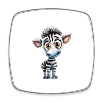Zebra Watercolor Illustration - Square fridge magnet - white - Front