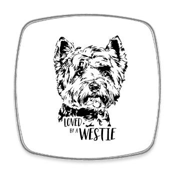 Loved by a Westie Hundespruch Hunde Wilsigns - Viereckiger Kühlschrankmagnet - Weiß - Vorne