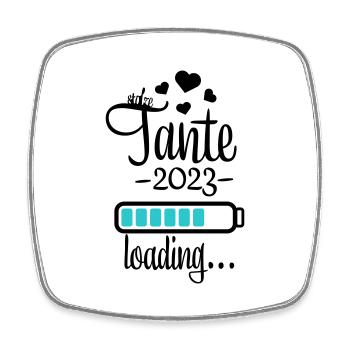 tante 2023 is loading - Viereckiger Kühlschrankmagnet - Weiß - Vorne