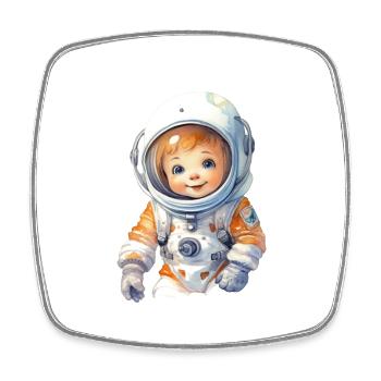 Dessin à l’aquarelle d’astronaute - Magnet carré - blanc - Devant