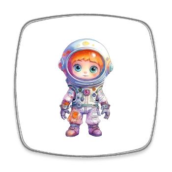 Dessin à l’aquarelle d’astronaute - Magnet carré - blanc - Devant