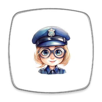 Policewoman Watercolors Drawing - Square fridge magnet - white - Front