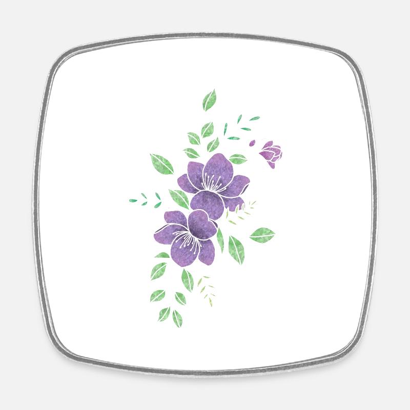 Fleur violette - Magnet carré - blanc