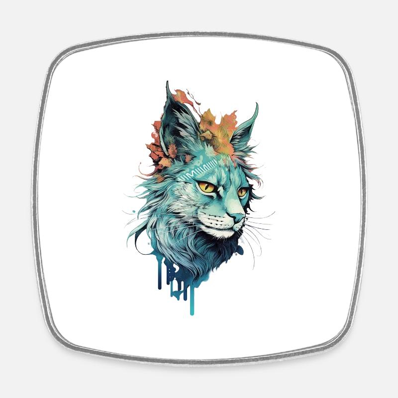 Thief Cat - Square fridge magnet - white