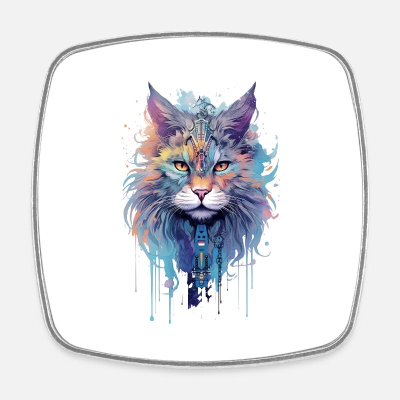 Indie Cat - Square fridge magnet - white