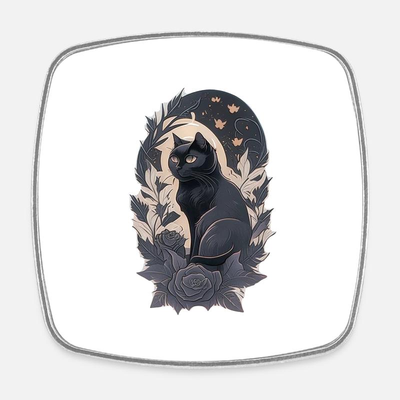 chat style gothique - Magnet carré - blanc