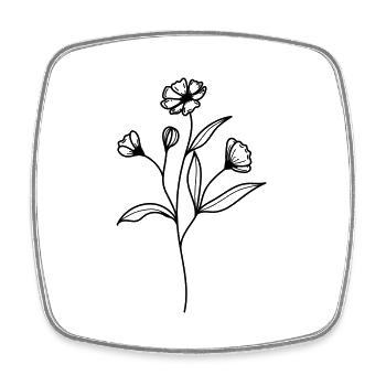 simple Wildblume - Viereckiger Kühlschrankmagnet - Weiß - Vorne