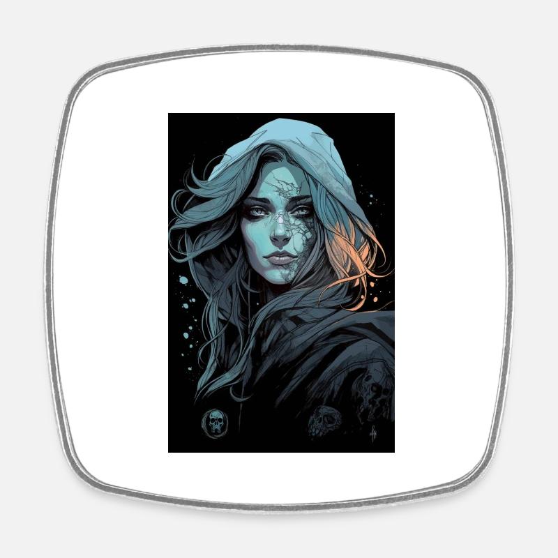 dark style - Square fridge magnet - white