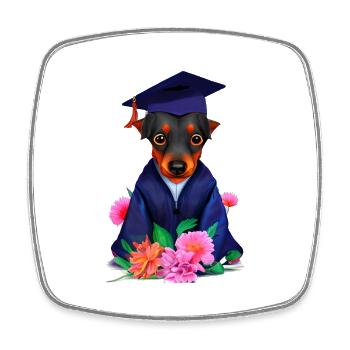 Bachelor Dobermann Schulabschluss Studium Hunde - Viereckiger Kühlschrankmagnet - Weiß - Vorne