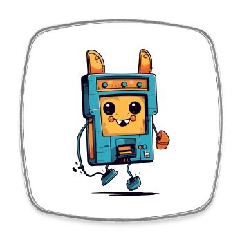Jim the Walkman - Square fridge magnet - white - Front