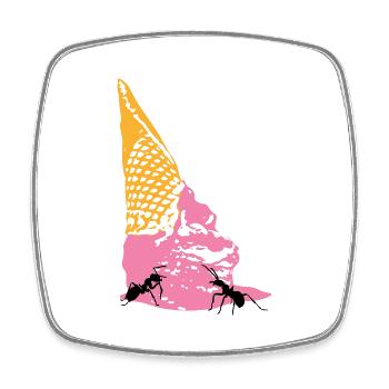 Ice cream with ants - Square fridge magnet - white - Front