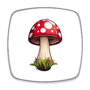 Lustiger Cartoon Pilz - Viereckiger Kühlschrankmagnet - Weiß - Vorne