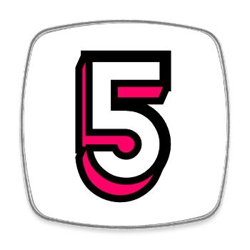 5. 5 JAHRE. 5-JÄHRIGES JUBILÄUM. GEBURTSTAG 5 JAHRE. 5 - Viereckiger Kühlschrankmagnet - Weiß - Vorne