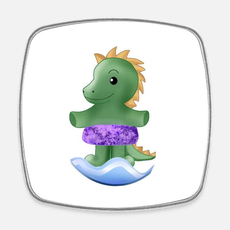 Petit dinosaure - Magnet carré - blanc