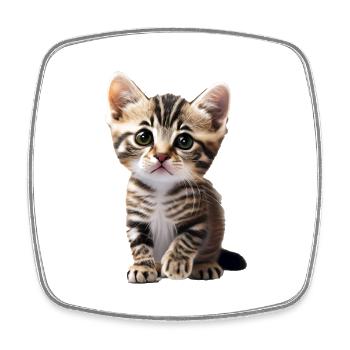 Cute young cat waiting for cuddles - Square fridge magnet - white - Front