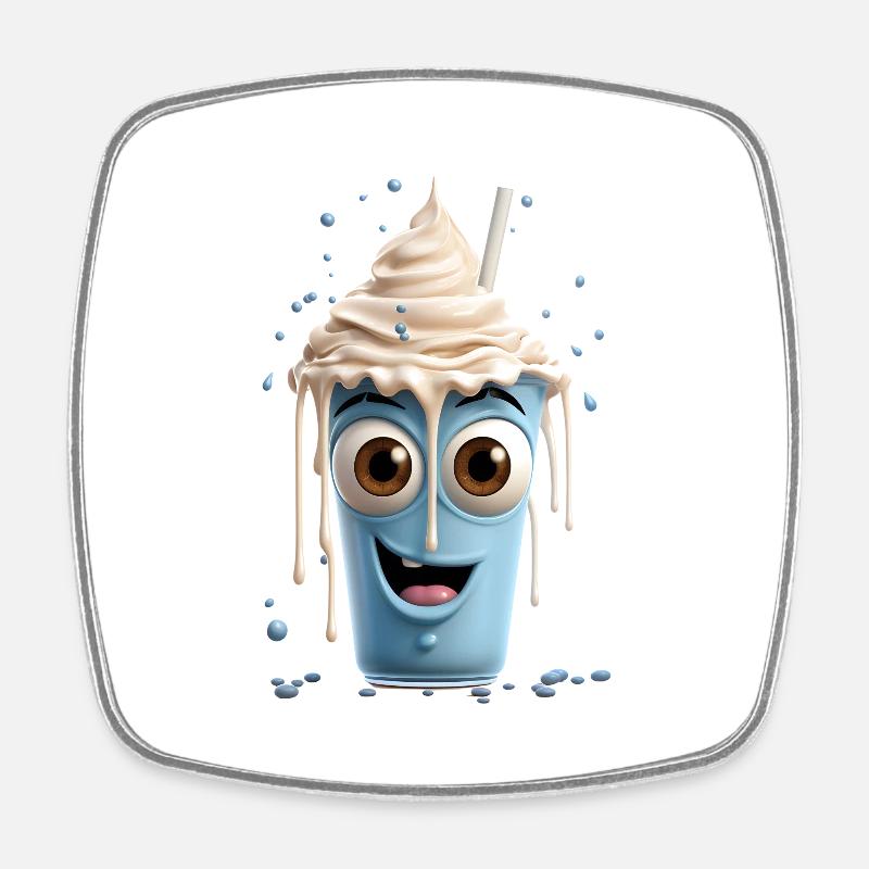 Funny Milkshake - Square fridge magnet - white