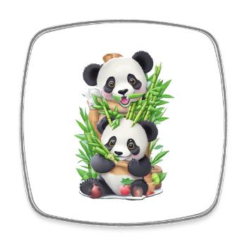 Panda Bär ißt Bambus - Viereckiger Kühlschrankmagnet - Weiß - Vorne