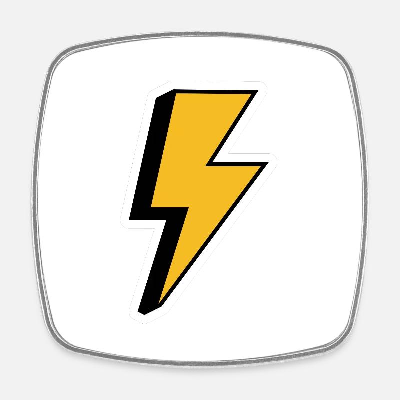 Retro Lightning - Square fridge magnet - white
