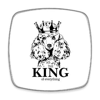 Caniche miniature Roi de tout ce qui dit chiens chien - Magnet carré - blanc - Devant