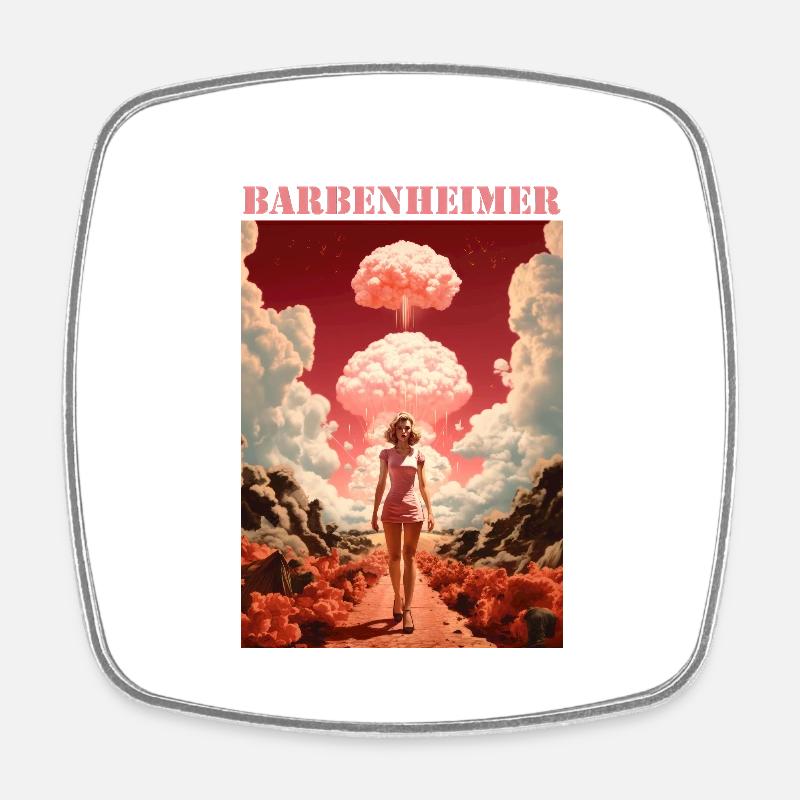 BARBENHEIMER - Square fridge magnet - white