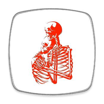 crâne squelette mort halloween horreur noir mort - Magnet carré - blanc - Devant