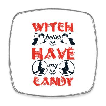 Hexen Happy Halloween T-Shirt Schwarze Katze, Jack - Viereckiger Kühlschrankmagnet - Weiß - Vorne