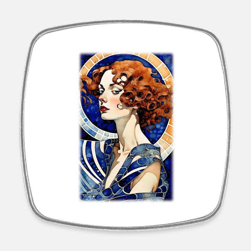 Art Deco 1 - Square fridge magnet - white