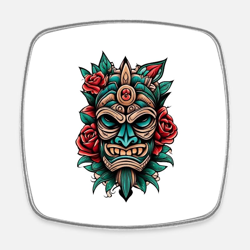 Tiki - Magnet carré - blanc