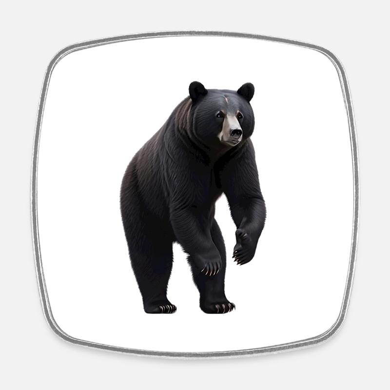Black bear - Square fridge magnet - white