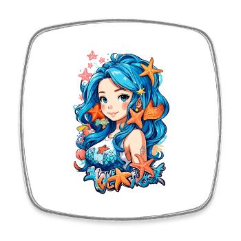 Blue Hair Mermaid - Viereckiger Kühlschrankmagnet - Weiß - Vorne